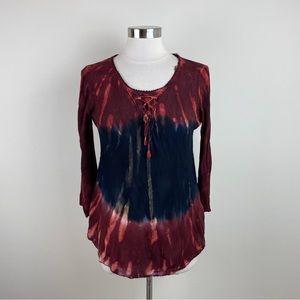 Lapogee Red Black Tie Dye Bohemian Blouse Top Women India Medium